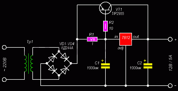 5 вольт в 30 вольт. Стабилизатор напряжения 5 вольт 5 ампер схема. Мощный выпрямитель стабилизатор 12 вольт. Схема стабилизатора напряжения на 12 вольт 3 Ампера. Стабилизатор напряжения 12 вольт 10 ампер на транзисторе.